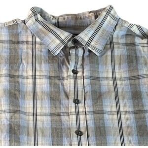 Synrgy Men's Short Sleeve Button Down Multi  Color Plaid Shirt 2XLT  100% Cotton